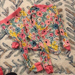 Little Sleepies Floral Kids Pajama Set - Pink, Blue, Yellow